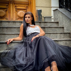 Black Tulle Skirt Gown: Luxury Formal Outfit