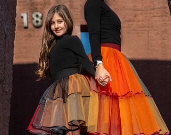 Matching Tulle Skirts: Handmade Multicolor Mommy and Me Outfit