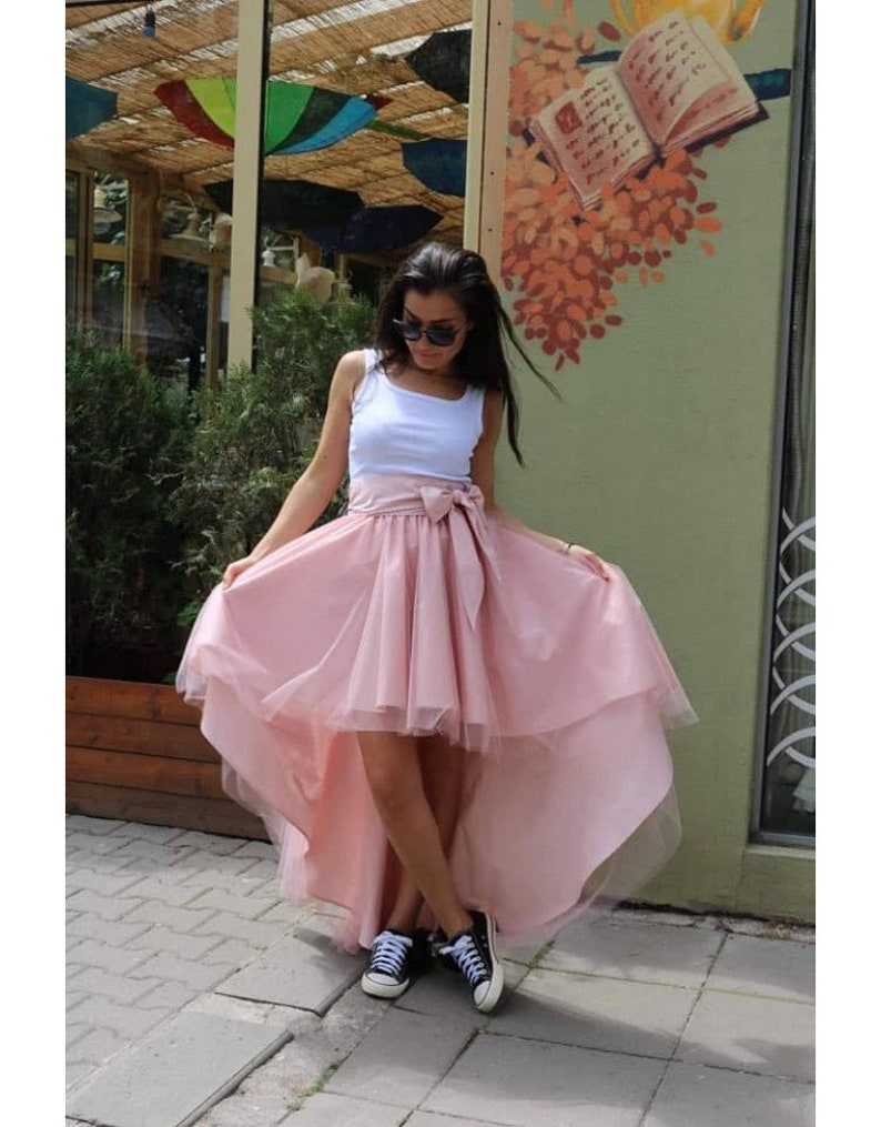 Pink Tulle Skirt / B-day Party Asymmetrical Pink Skirt / Wedding Asymmetrical Pink Skirt / Pink High Low Skirt / Custom size skirt / Skirt image 6