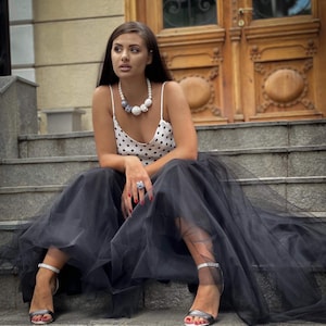 Tulle Long Skirt Black Etsy Australia