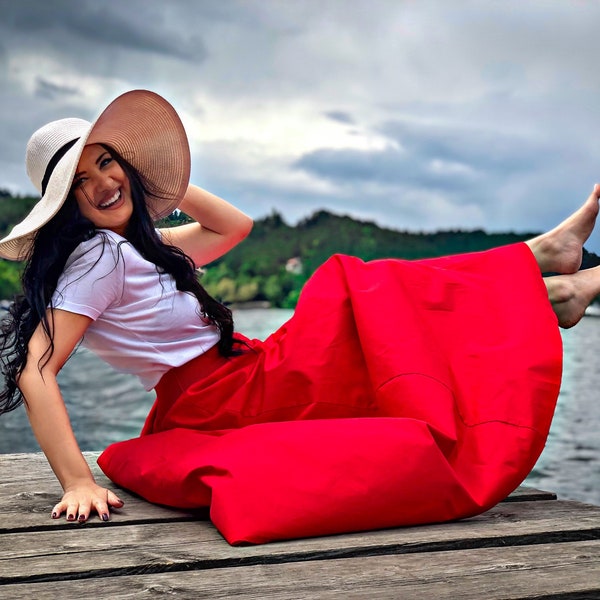 Maxi Red Cotton Skirt / Party Red Cotton Skirt / Summer Red Cotton Skirt / Wedding Red Skirt