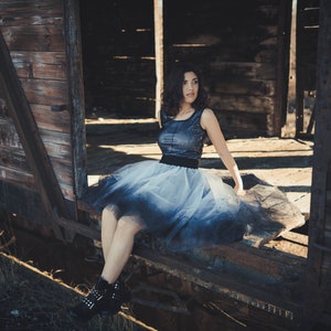 Asymmetrical Ombre Tulle Skirt: Handmade Party Bride Skirt, Designer wedding gown