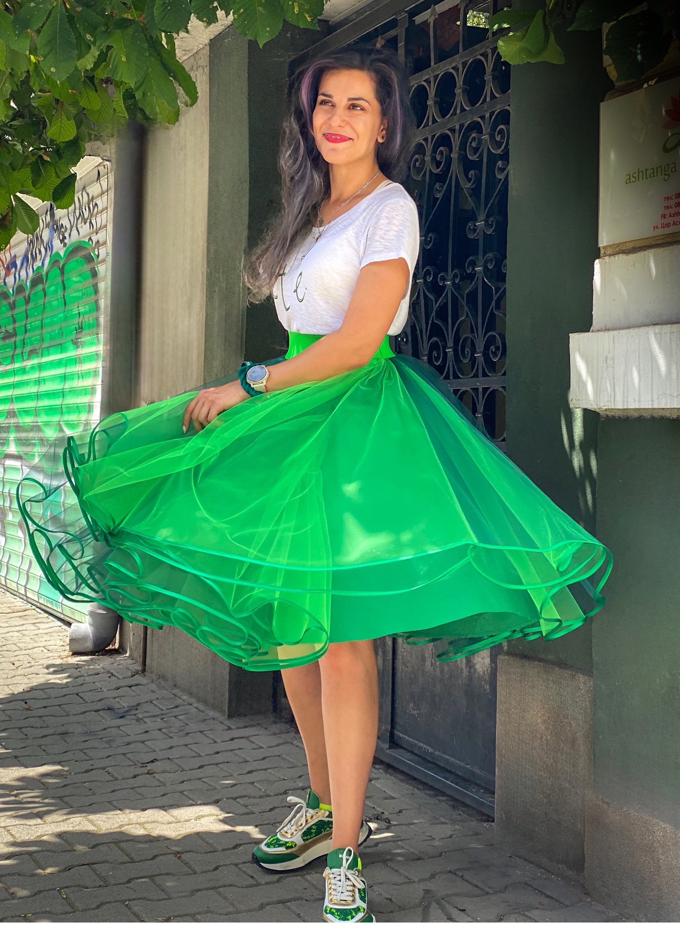  Falda tutú de tul para mujer, adolescente, clásica, elástica,  3, 4, 5 capas, parte inferior de disfraz, verde (3layer-lightgreen) : Ropa,  Zapatos y Joyería