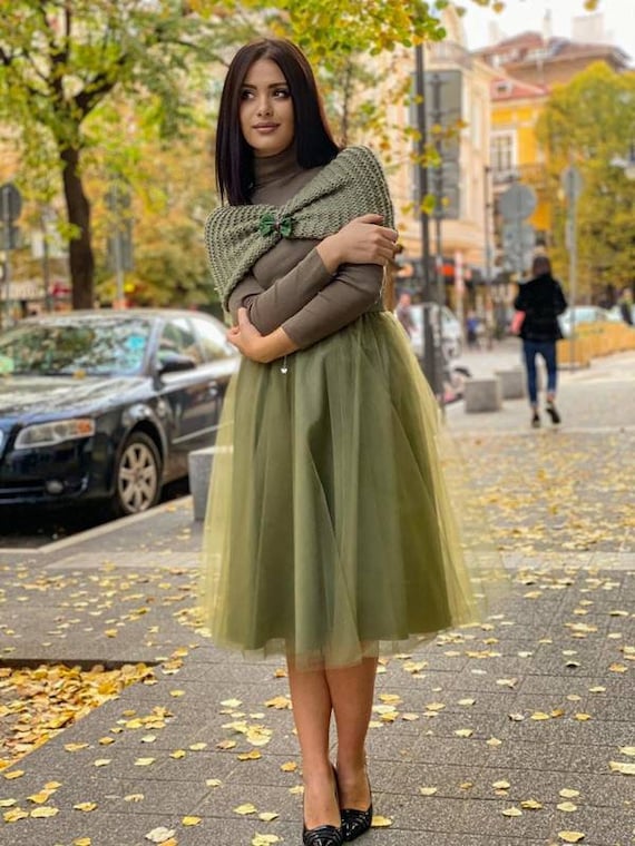 Army Green Midi Tulle Skirt Bridesmaid Army Green Attire Bachelorette Party Tea Tulle Skirt Custom Length Skirt Etsy Ireland