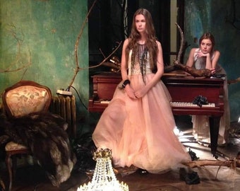 Light Pink ash Tulle Skirt: Party Skirt, Bride to be gown, Special occasion outfit