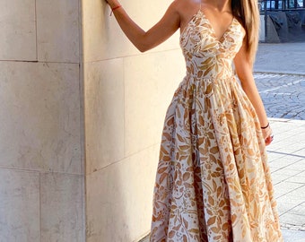 Long formal Prom dress / Long Floral dress /