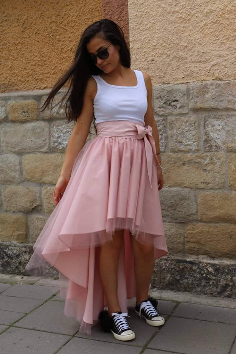 Pink Tulle Skirt / B-day Party Asymmetrical Pink Skirt / Wedding Asymmetrical Pink Skirt / Pink High Low Skirt / Custom size skirt / Skirt image 5