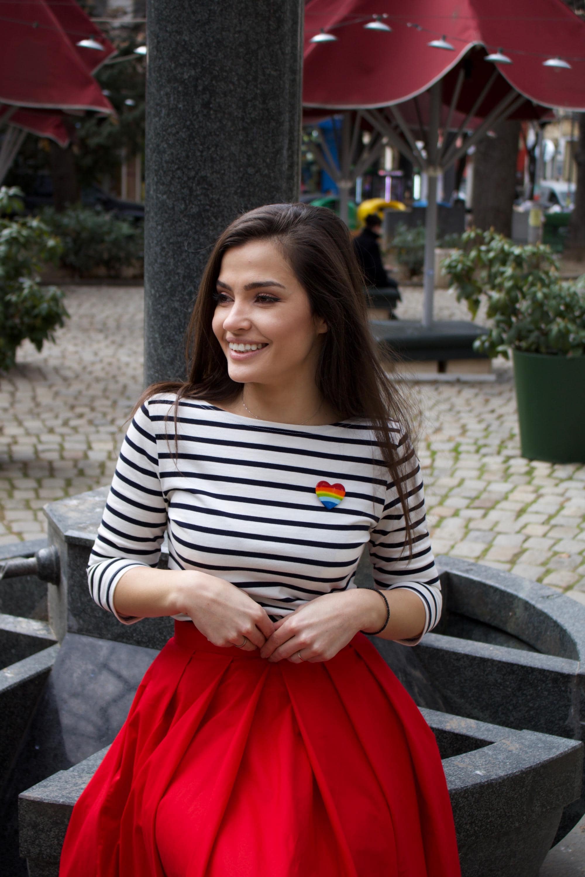 スカート Mira Mikati Red White Stripe Cotton Skirt Dress Mira Mikati Mira Mikati Red White Stripe Cotton Skirt Dress