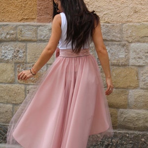 Pink Tulle Skirt / B-day Party Asymmetrical Pink Skirt / Wedding Asymmetrical Pink Skirt / Pink High Low Skirt / Custom size skirt / Skirt image 2