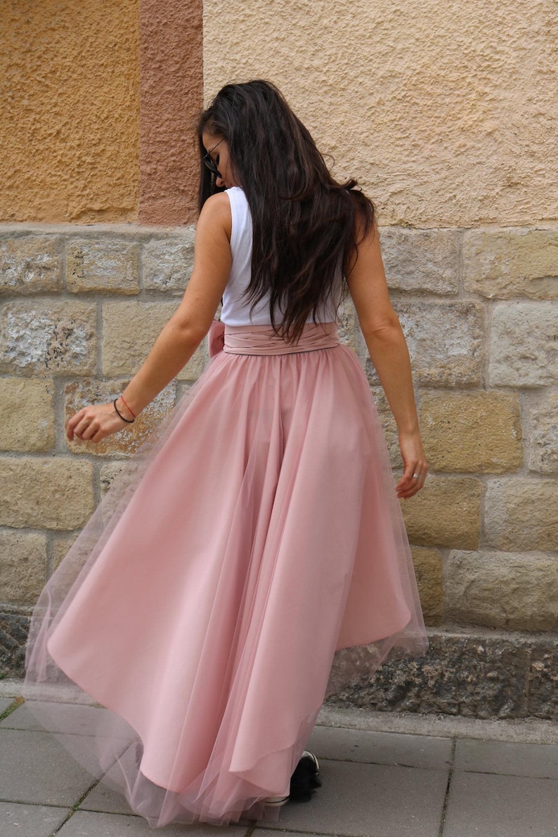 Pink Tulle Skirt / B-day Party Asymmetrical Pink Skirt / Wedding Asymmetrical Pink Skirt / Pink High Low Skirt / Custom size skirt / Skirt image 2