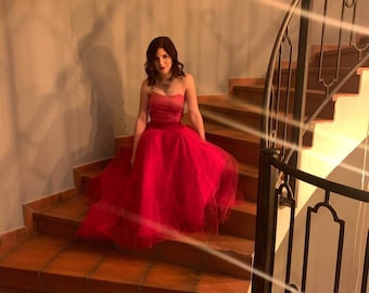 Long Red Tulle Skirt | Valentine’s day Outfit for Women | Valentine's Day Gift for Her