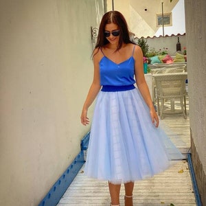 Blauwe tule rok / lichtblauwe meerlaagse tutu / bruidsmeisjesfeest blauwe rok / babyblauwe tule rok / babyblauwe tutu