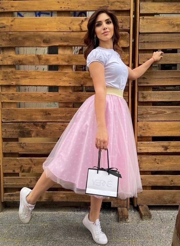 White tulle skirt with pink top cheap