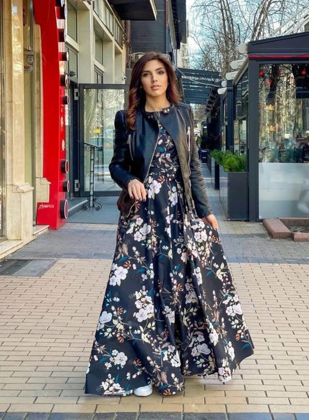 French Style Black Floral Summer Maxi Dress main image 1
