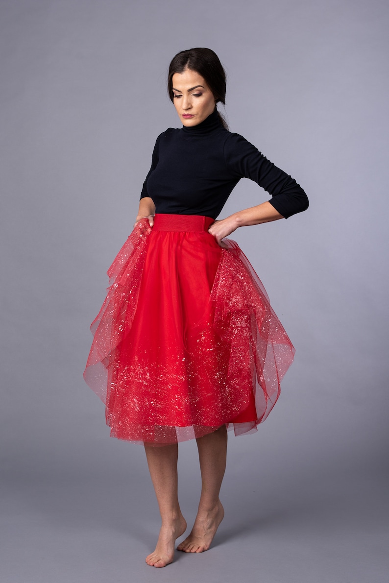 Red Tutu Tulle Skirt / Tulle skirt / Tutu / Women outfit / Outfit ideas image 5