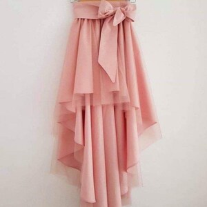 Pink Tulle Skirt / B-day Party Asymmetrical Pink Skirt / Wedding Asymmetrical Pink Skirt / Pink High Low Skirt / Custom size skirt / Skirt image 10