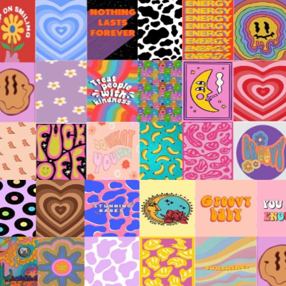  Indie  Hippy Colorful collage kit Kidcore Aesthetic  wall 