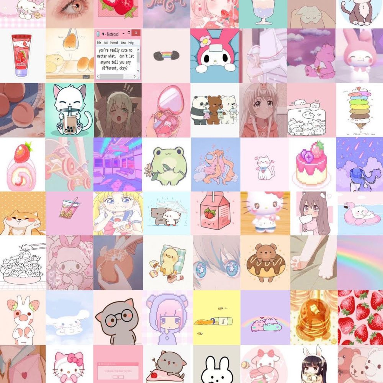 Kawaii Aesthetic Collage Kit Anime Wall Decor Kawaii | Etsy