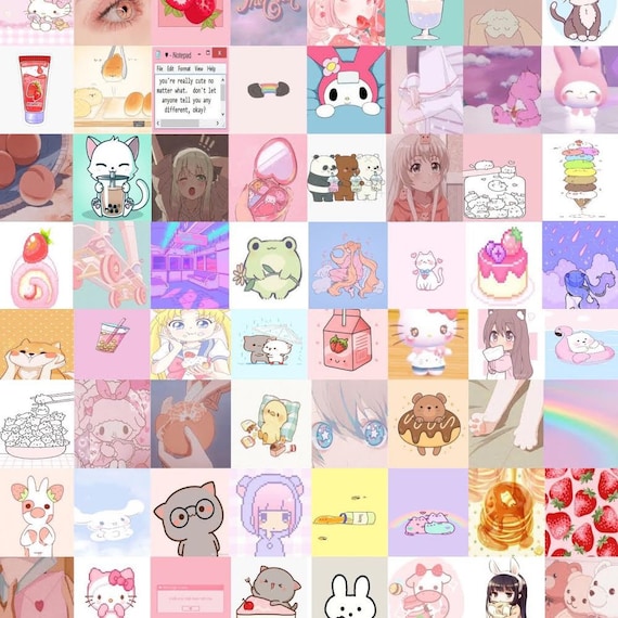 Kawaii Aesthetic Collage Kit Anime Wall Decor Kawaii Etsy