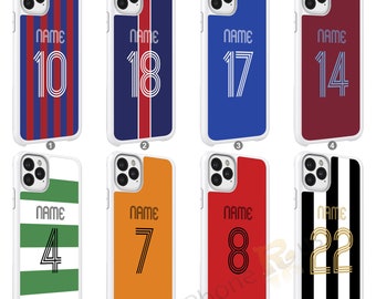 Personalised Football Retro Jersey Shirt Phone Case Cover Any Name And Number For All Apple iPhone Models New iPhone 15 Pro Plus Max  150