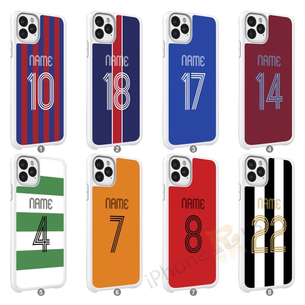 Gepersonaliseerde voetbal retro jersey shirt telefoonhoesje cover elke naam en nummer voor alle Apple iPhone-modellen nieuwe iPhone 15 Pro Plus Max 150