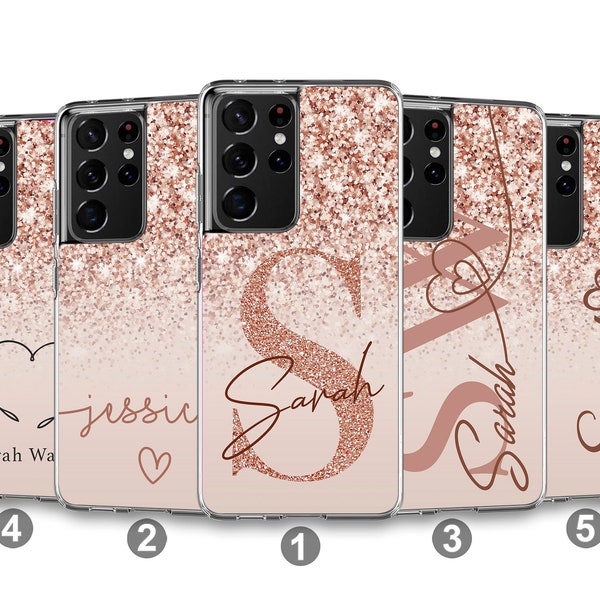 Personalised Printed Glitter gel grip phone case cover hard back for Samsung S23 S22 A21s S21 FE A12 A52 A22 5g a32 5g A33 5g A53 5g 326