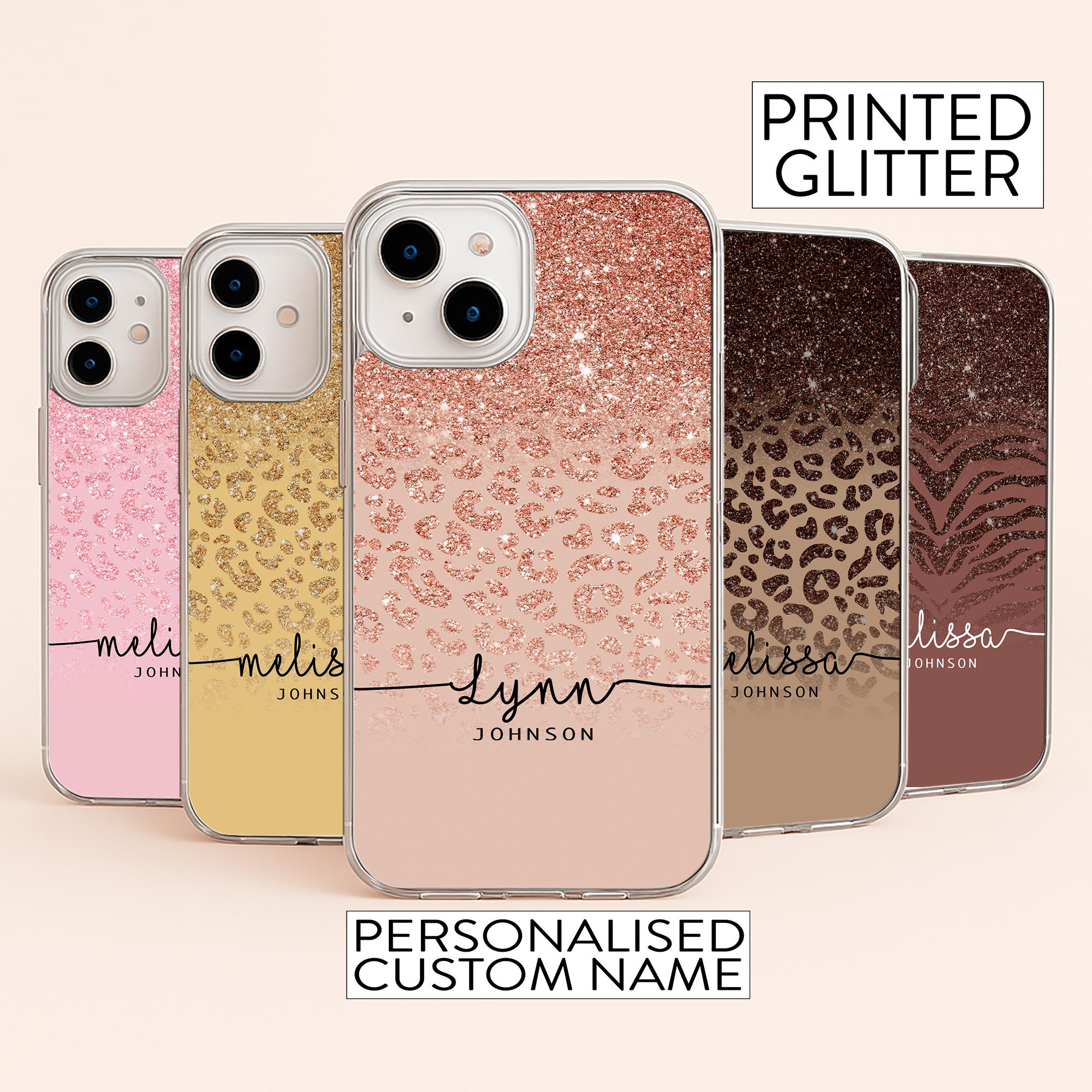 Glitter Customised Marble Iphone Case Rose Gold Personalised