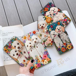Étui pour téléphone portable avec rangement pour carte, dos en cuir synthétique polyuréthane, support latéral magnétique, étui pour téléphone, design cadeau, étui pour chien pour iPhone, MJ2
