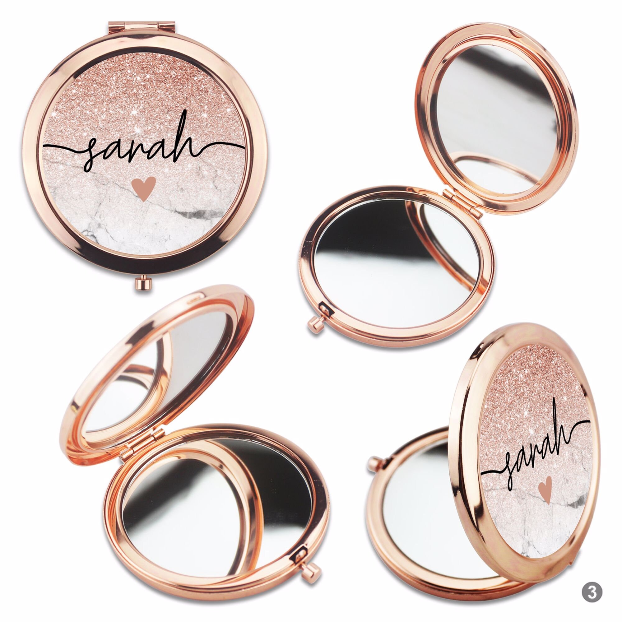 Personalised Compact Mirror Rose Gold Back And Sides With Etsy