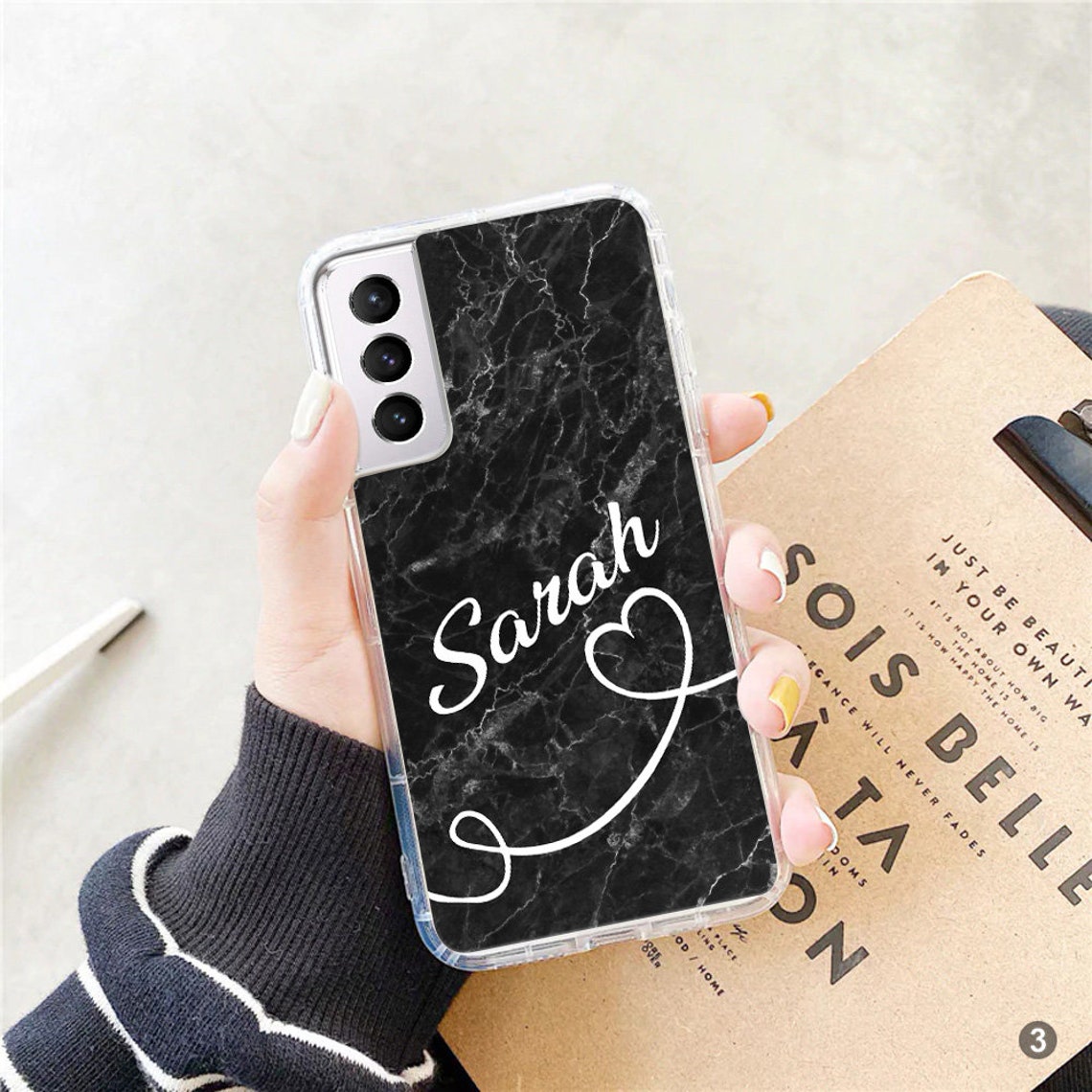 PERSONALISED phone case initial or name clear gel grip sides Etsy