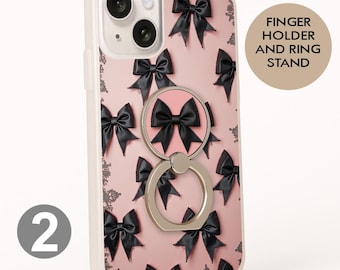 Dark Floral Coquette Phone Case with Ring Stand: iPhone & Samsung