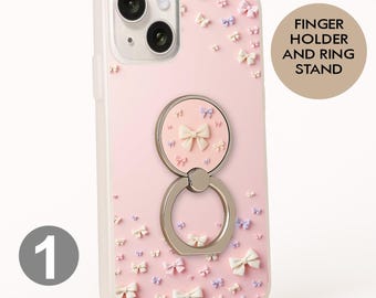 Personalized Coquette Bow Phone Case: Silver Stand, Grip Sides, Pastel Summer Gift