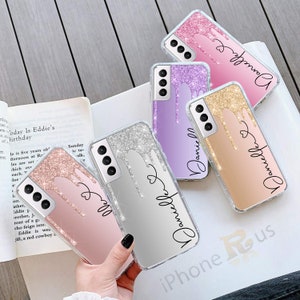 Coque de téléphone personnalisée en gel pour Samsung Galaxy, nom du modèle ou initiales, dos rigide S25 Edge S25 S24 S24 FE A56 5G A36 A26 A34 5G 144