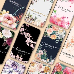Personalized Floral Wallet Phone Case: iPhone, Samsung - Elegant Botanical Design For iPhone 17 Samsung Galaxy S26