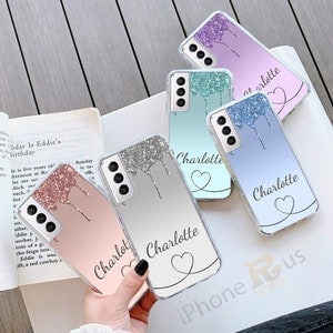 Housse de protection personnalisée en gel avec nom ou initiales pour Samsung S25 S24FE A56 S21FE A55 5G A36 A26 A16 A15 A06 A36 A05s 164