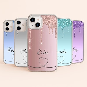 Coque de téléphone personnalisée pour iPhone et Samsung avec nom personnalisé, coque de protection en aluminium, coupe slim, coque en aluminium, idée cadeau pour elle