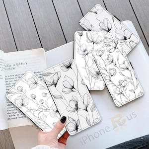 Portemonnee Telefoon Geval Voor iPhone Voor Samsung Botanische Lijn Art Bloemdessin PU Lederen Kaarthouder Samsung S25 Serie iPhone 16 Serie MJ26