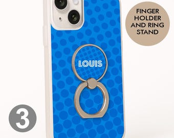 Personalized Polka Dot Phone Case with Ring Stand: Custom Initial Grip