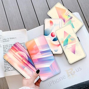 Etui na telefon z portfelem do iPhone'a do Samsunga Minimalistyczny abstrakcyjny geometryczny wzór PU skórzany uchwyt na karty Samsung S25 iPhone 16 Series MJ27
