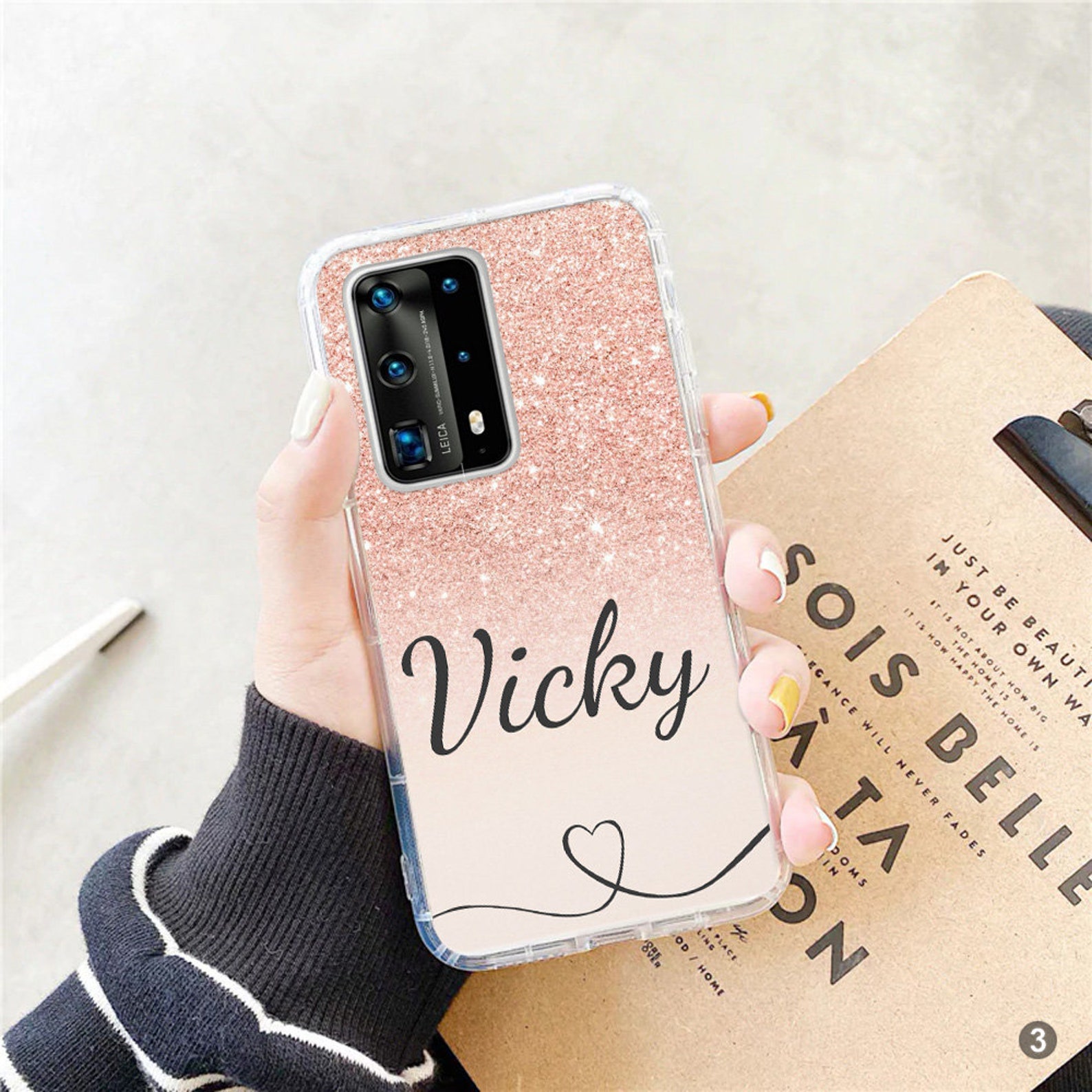 PERSONALISED Phone Case Name Initials Clear Gel Grip Sides and Etsy UK