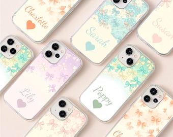 Coquette Bow Phone Case, Personalized Girly Name Cover