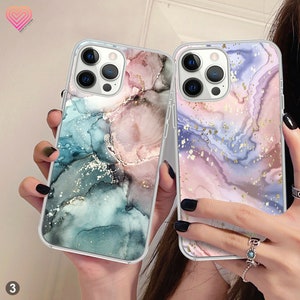 Marble Clear Gel Grip Sides Phone Case Cover For Samsung S25 Edge S25 S24 FE A26 A15 A36 A56 & Apple iPhone 16E 16 15 14 13 12 11 6 7 8 X