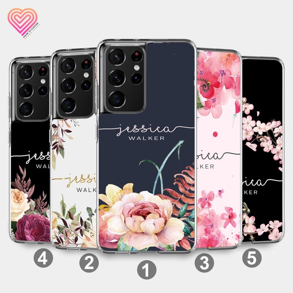 Customizable Floral Gel Grip Phone Case - Durable Hard Back Cover for Samsung Galaxy S24, S23 FE, S23, A04s, A21s, S23 FE, A12, A52, A22,222