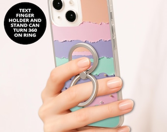 Pastel Color Block Phone Case: Gel Grip, Ring Stand