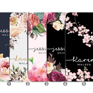 Portefeuille personnalisé pour téléphone en cuir avec nom, design floral, support pour téléphone portable, emplacement pour carte, couverture cadeau en polyuréthane, cadeau d'anniversaire, coque de téléphone 222