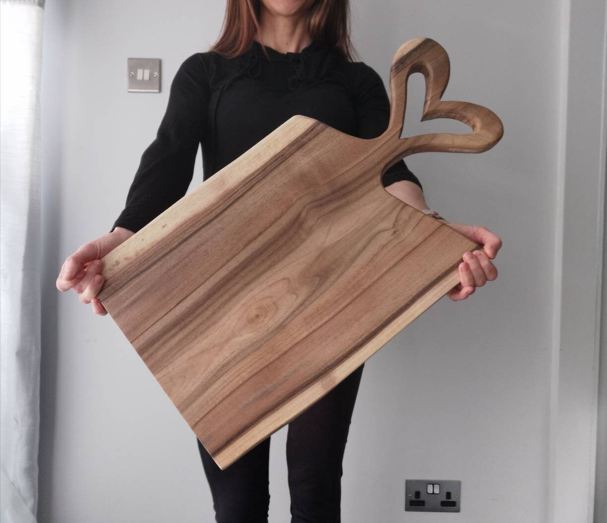 Large Wooden Chopping Board Dark Walnut with Heart Style Etsy