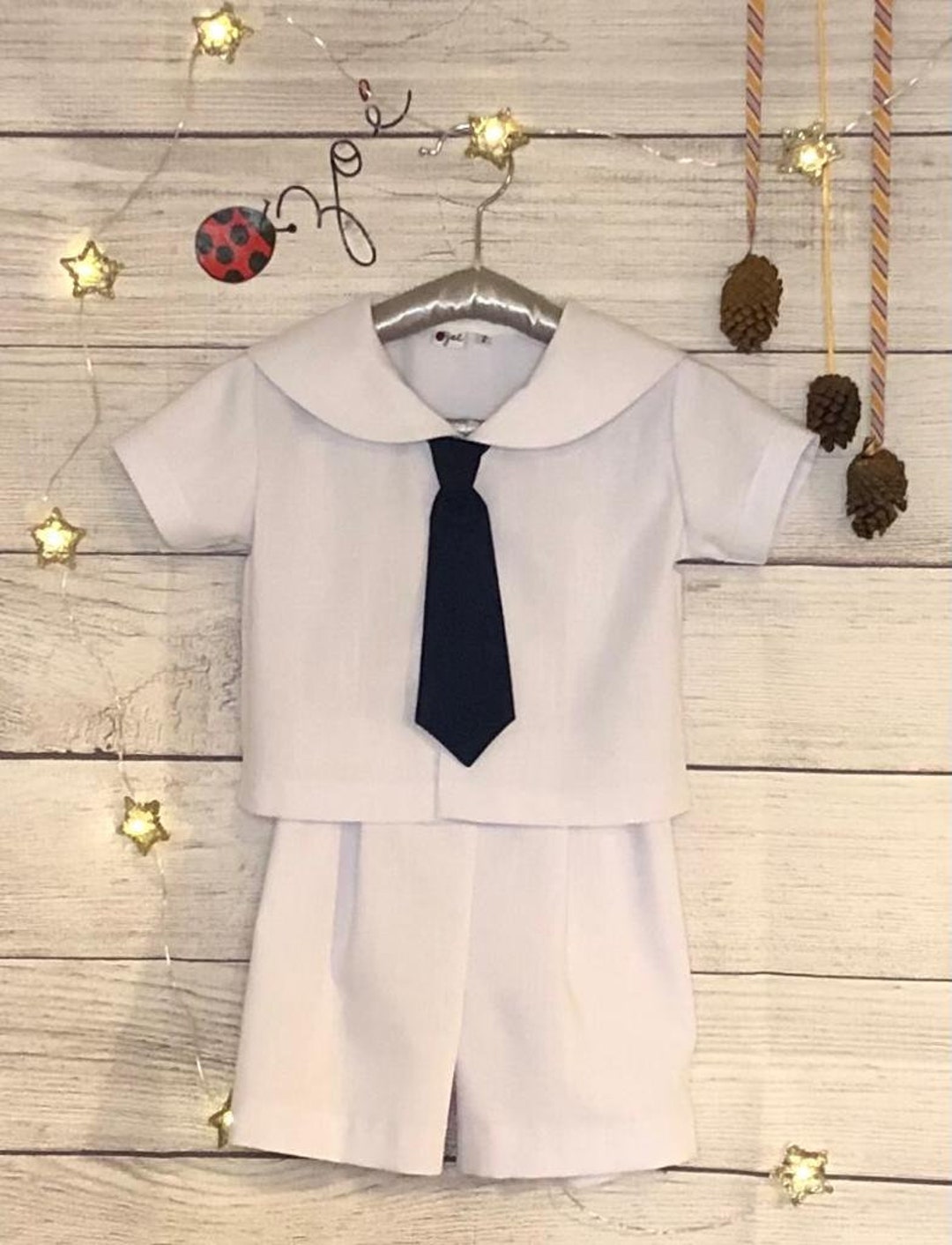 A Classic Navy Style Boy Outfit, Nautical Boy 2 Piece Special Outfit