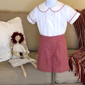 A Classic Two- Piece Boys Holiday Outfit  , Boy Wedding Outfit, Ring Bearer, Page Boy and any Occasion Outfit. Made with Love and Care.