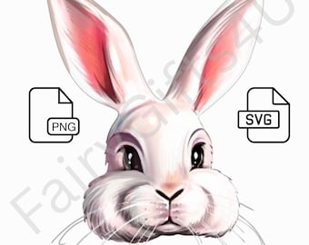 Bunny Head Clipart: Easter Rabbit PNG & SVG (Digital Download)