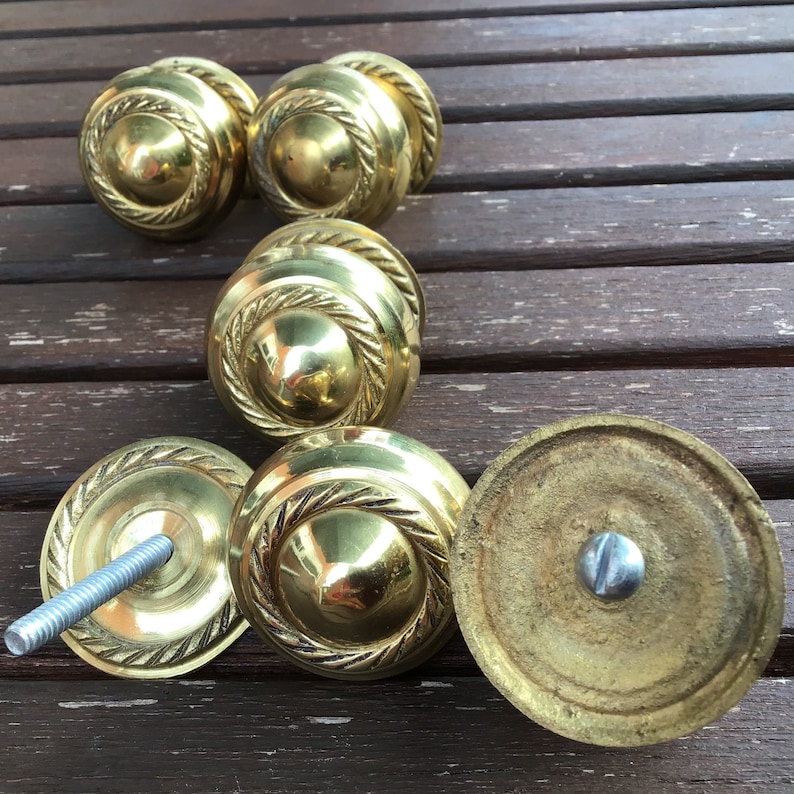 Vintage Set Of 5 Cabinet/Draw Knobs Antique Gold Colour Draw | Etsy